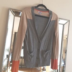 JCP cashmere cotton blend knit colorblock cardigan sweater